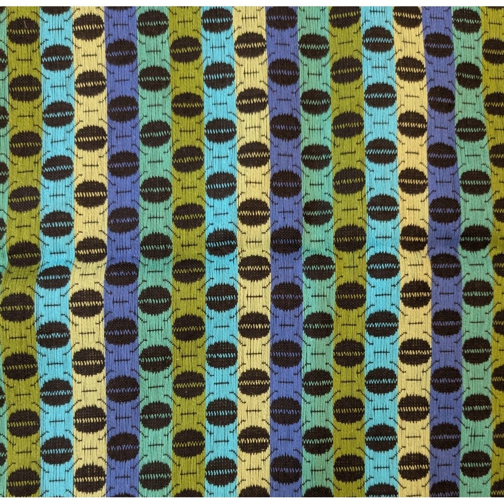 2 Yard Vintage 60s 70s Retro Blue Green Jaquard Fabric Upholstery 46x72